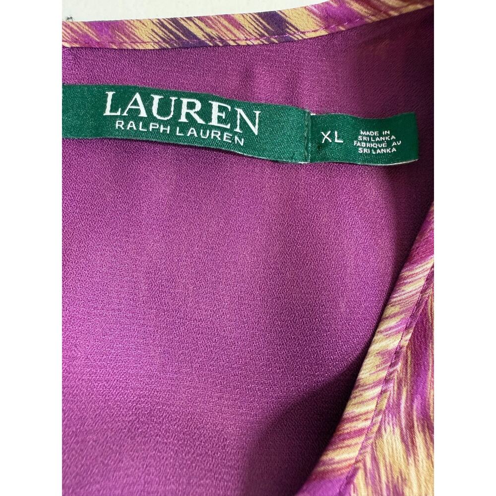 Lauren Ralph Lauren Ikat Blouson Smocked Tiered Midi Dress Size XL Sleeveless - Picture 11 of 12
